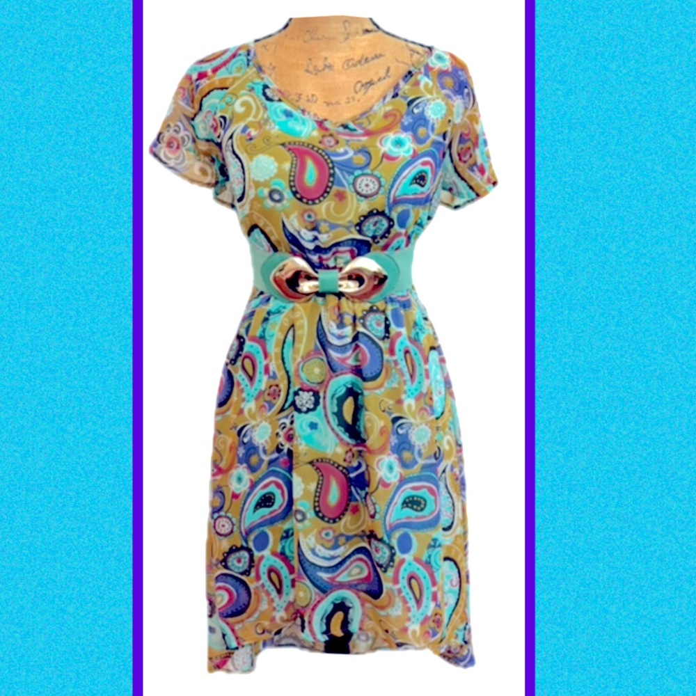 HELLO MISS BOHO DRESS WITH VINTAGE BOW BELT